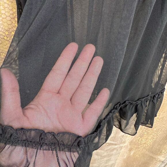 Rene Rofe Black Sheer Push Up Babydoll Lingerie Nighty Medium NWT - Picture 4 of 7